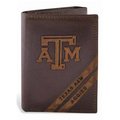 Zeppelinproducts ZeppelinProducts TAM-IWD2-BRW Texas A&M Trifold Debossed Leather Wallet TAM-IWD2-BRW